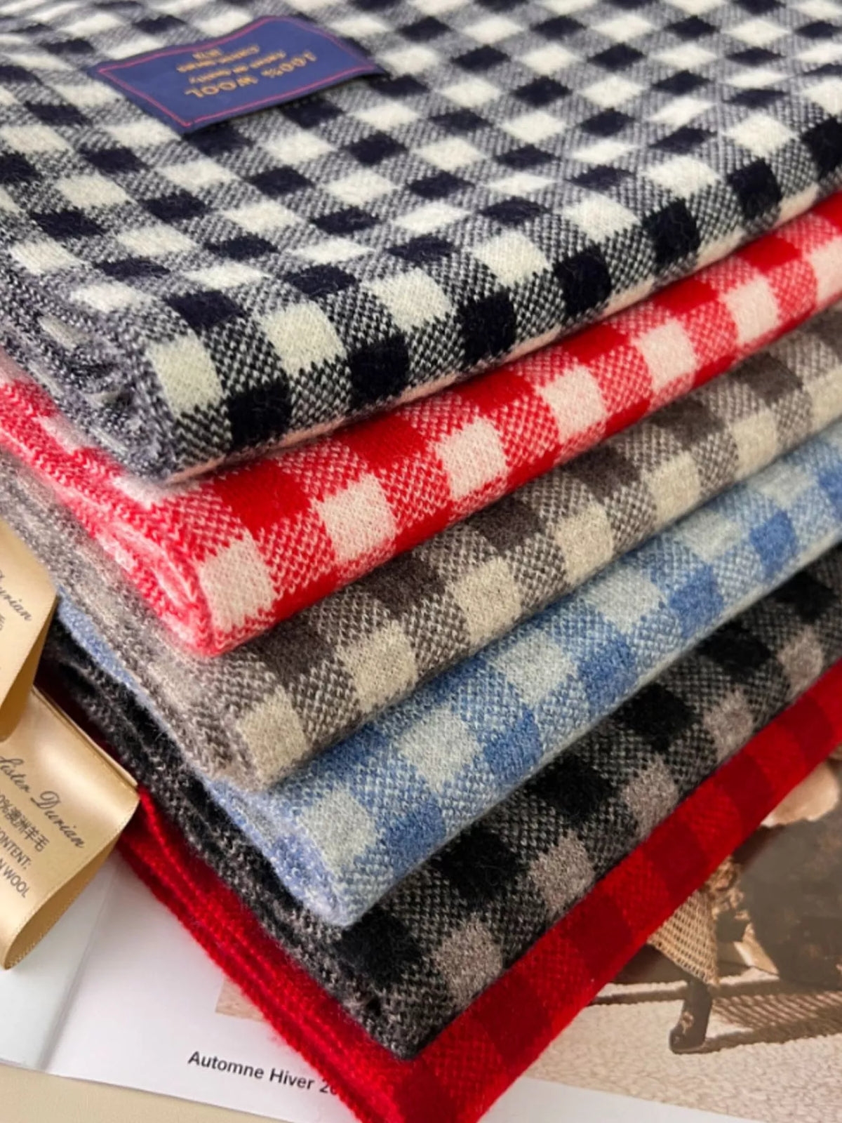 100% Wool Plaid Scarf - Lilixa.store