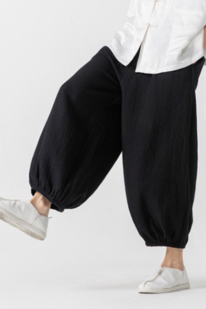 Men's Plus Size Loose Fit Harem Pants in Black