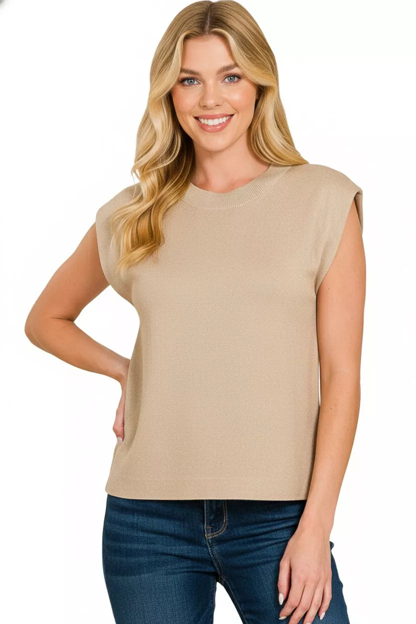Zenana Round Neck Viscose Sweater Vest, view 3