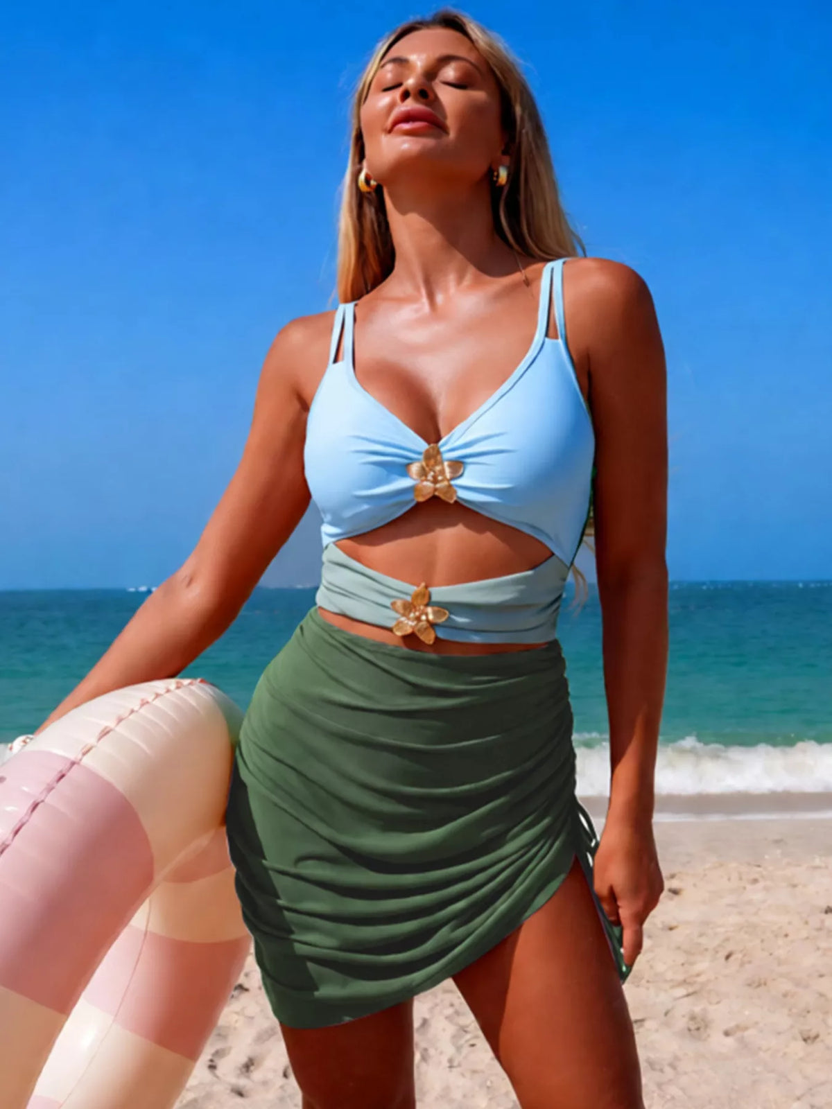 Color Block Cutout One-Piece Swimsuit - Lilixa.store