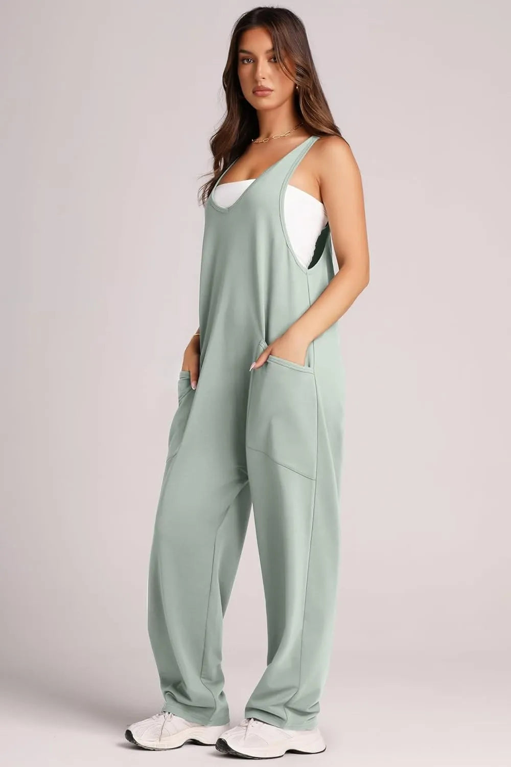 Lovelet Wide Strap Jumpsuit with Pockets - Lilixa.store