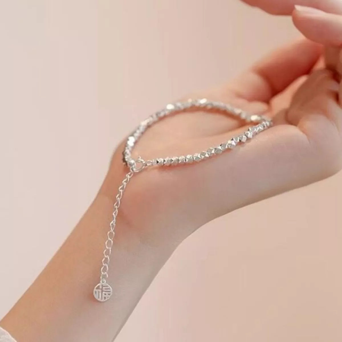 925 Sterling Silver Geometric Chain Adjustable Bracelet - Lilixa.store