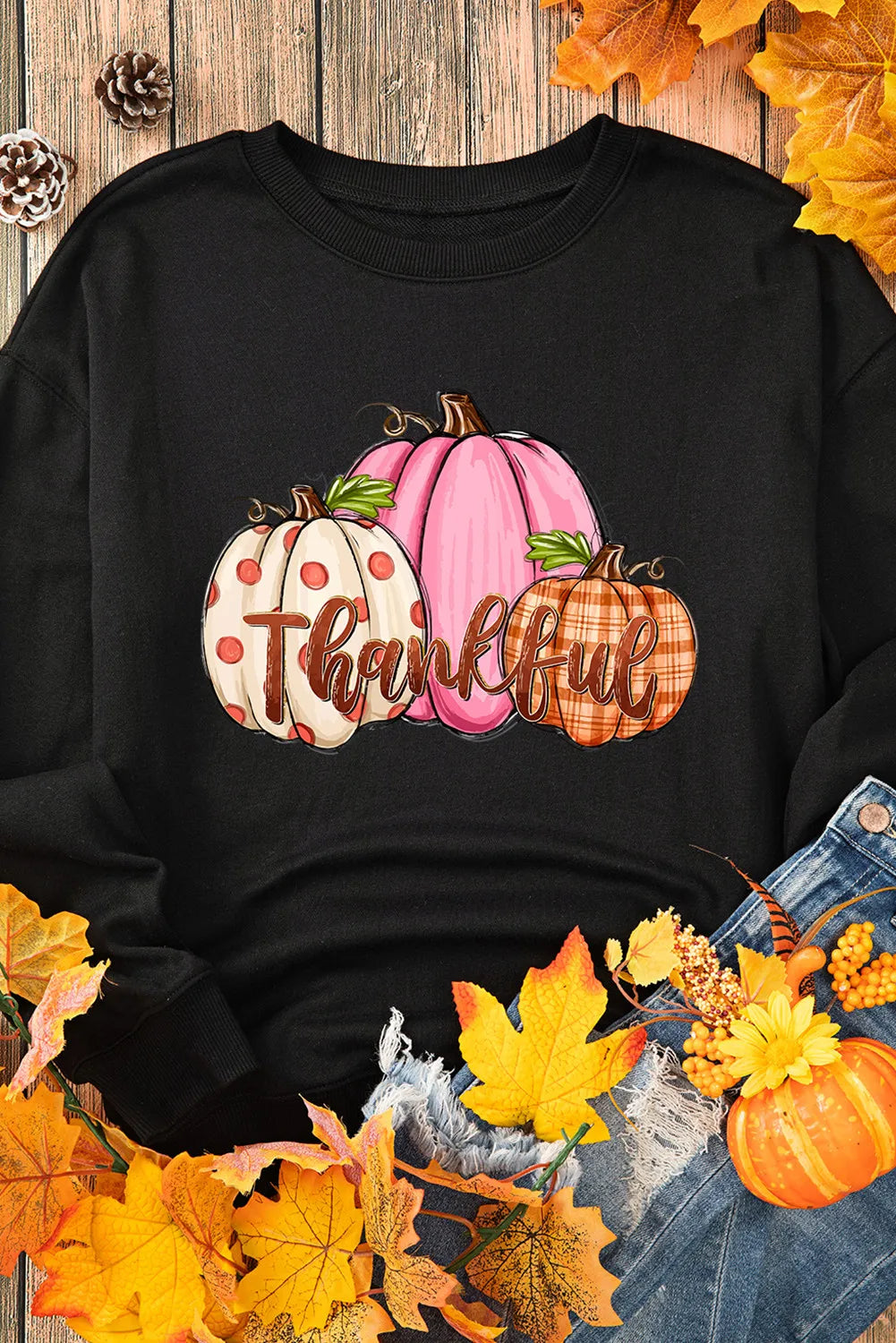 Pumpkin Graphic Round Neck Dropped Shoulder Sweatshirt - Lilixa.store