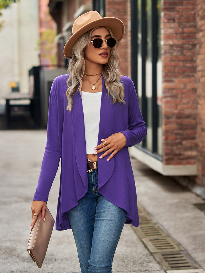 Open Front Long Sleeve Cardigan - Lilixa.store