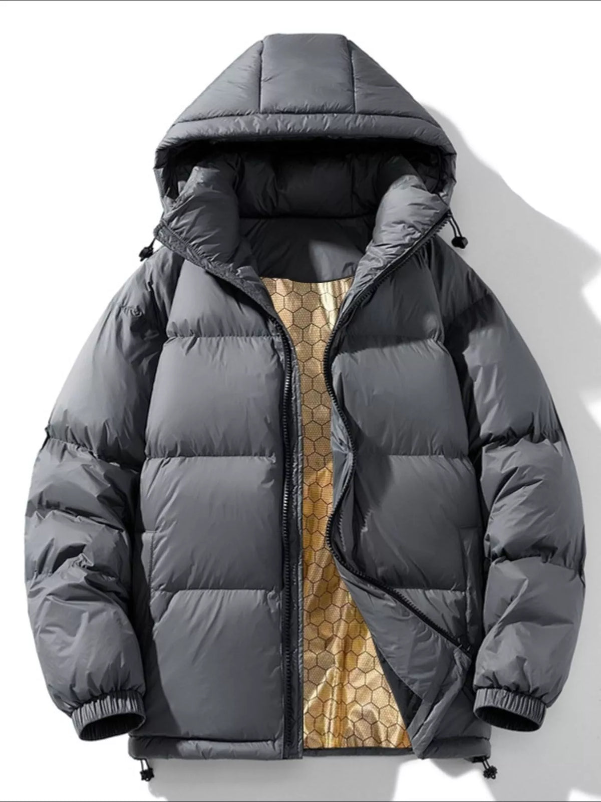 Men's Full Size Warm Padded Hooded Puffer Jacket Plus Size, view 6