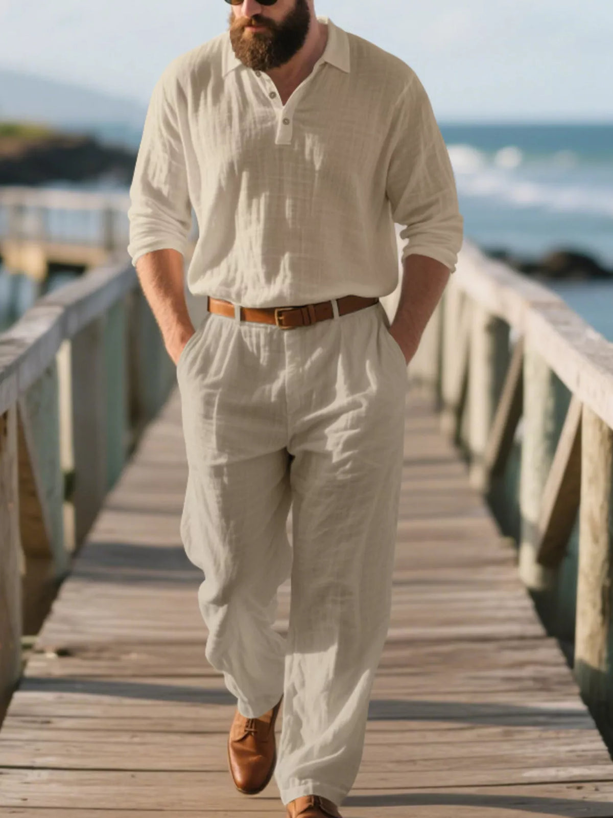 Men's Full Size Long Sleeve Top and Pants Set Plus Size - Lilixa.store