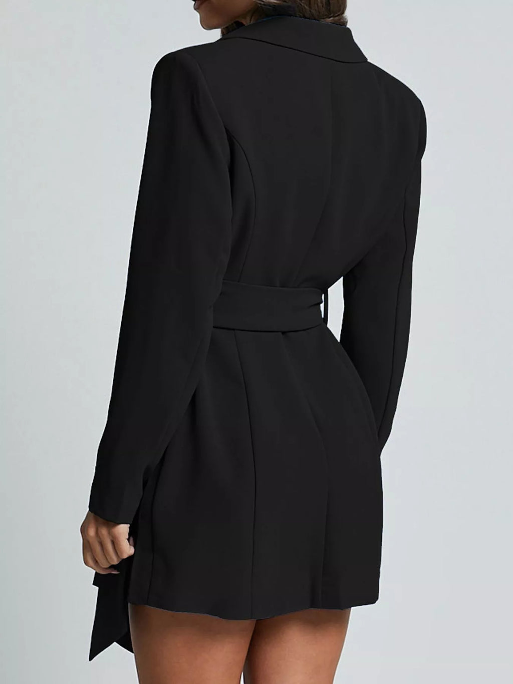 Lapel Collar Tie Waist Blazer - Lilixa.store