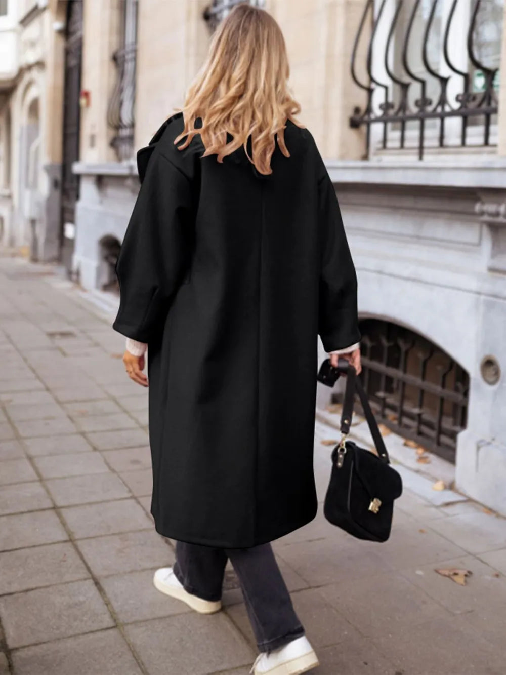 Pocketed Collared Neck Long Sleeve Coat - Lilixa.store