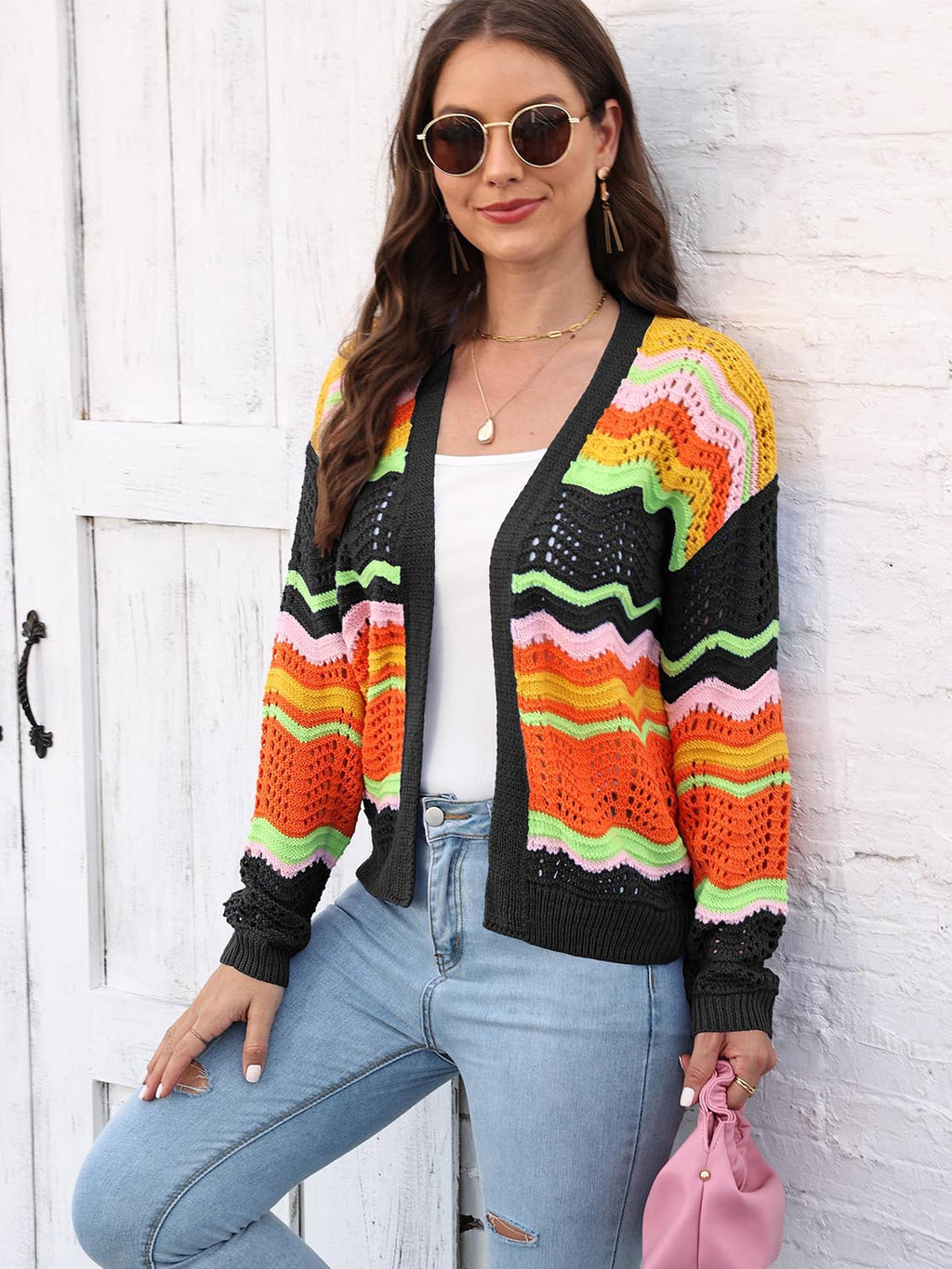 Open Front Openwork Cardigan - Lilixa.store