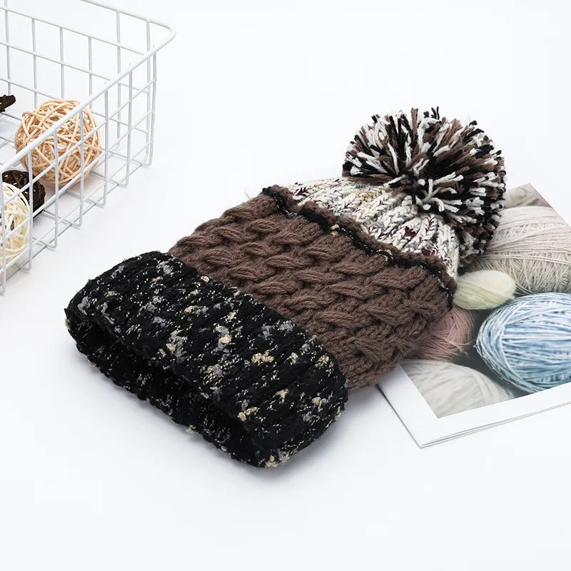 Contrast Thermal Hat with Pompom - Lilixa.store