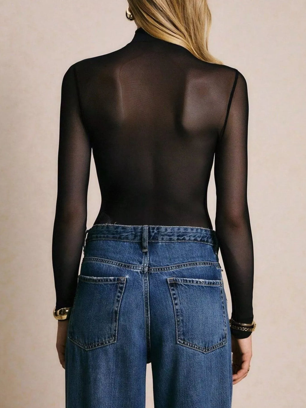 Mesh Long Sleeve Bodysuit - Lilixa.store