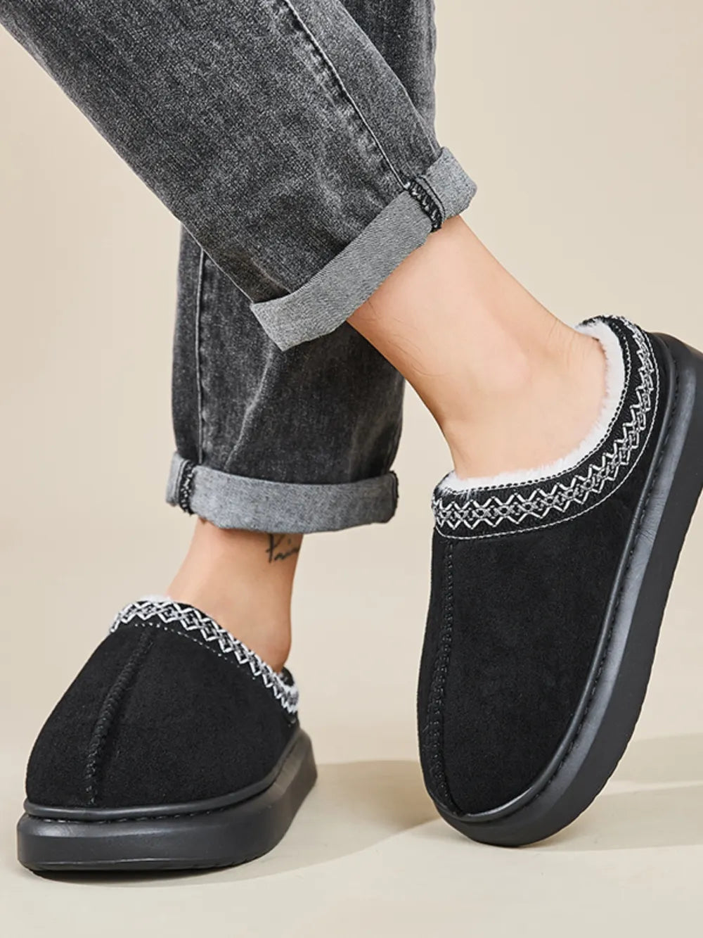 Faux Fur Suede Platform Slippers - Lilixa.store