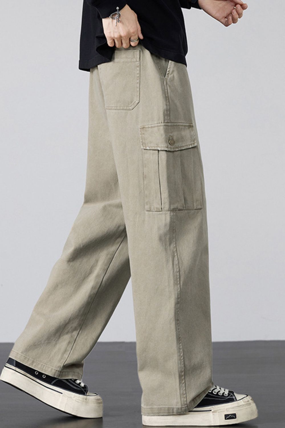 Men's Plus Size Drawstring Loose Fit Cargo Pants, view 6