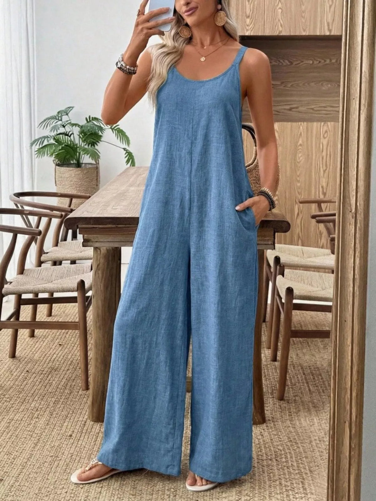 Spaghetti Strap Wide Leg Jumpsuit - Lilixa.store