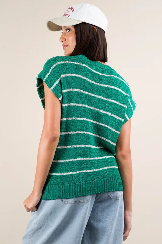 VERY J Striped Knit Sweater Vest Top, view 4