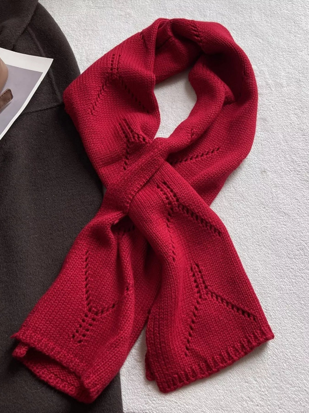 100% Wool Openwork Scarf - Lilixa.store