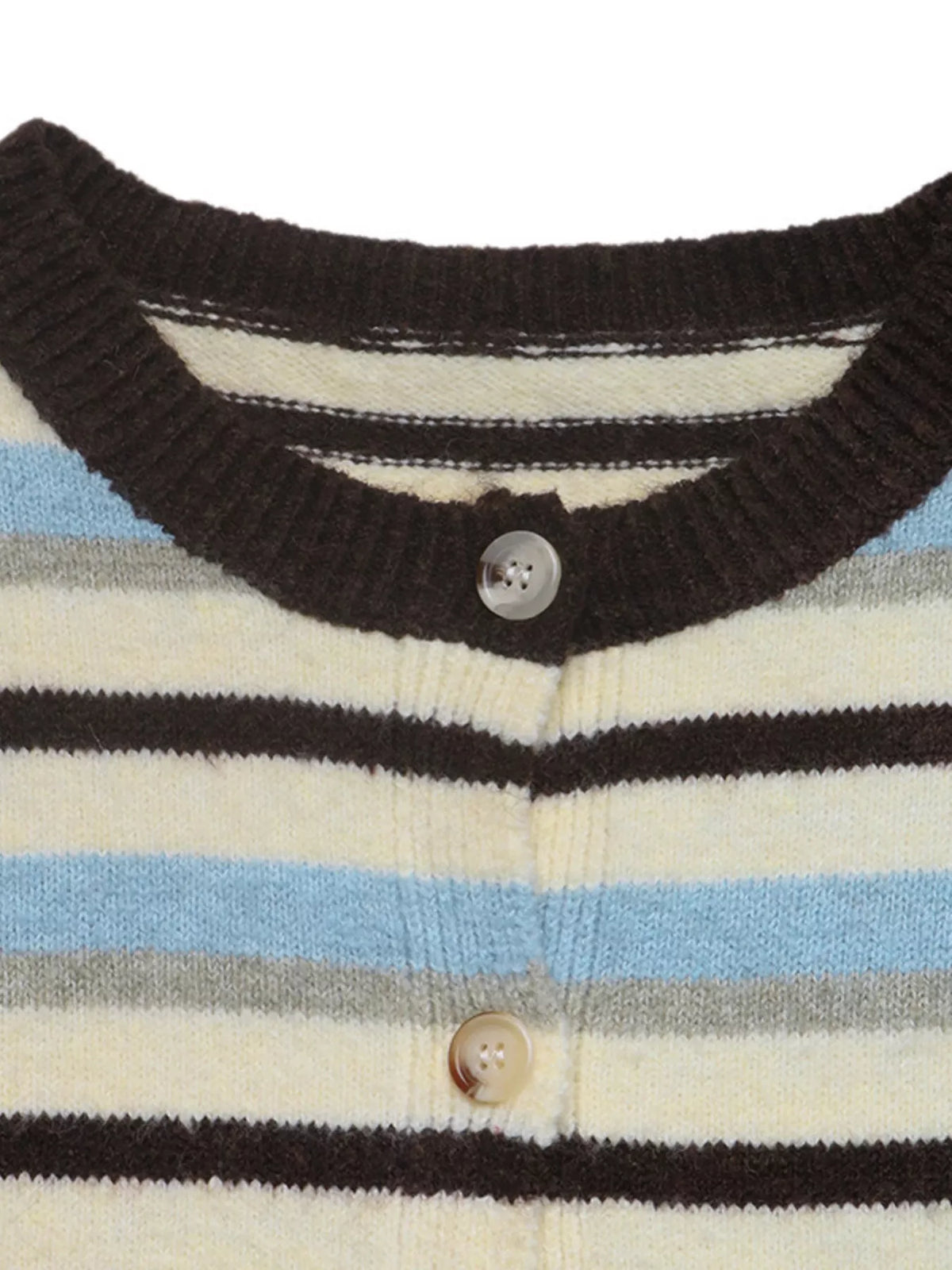 Striped Crew Neck Button-Down Cardigan - Lilixa.store
