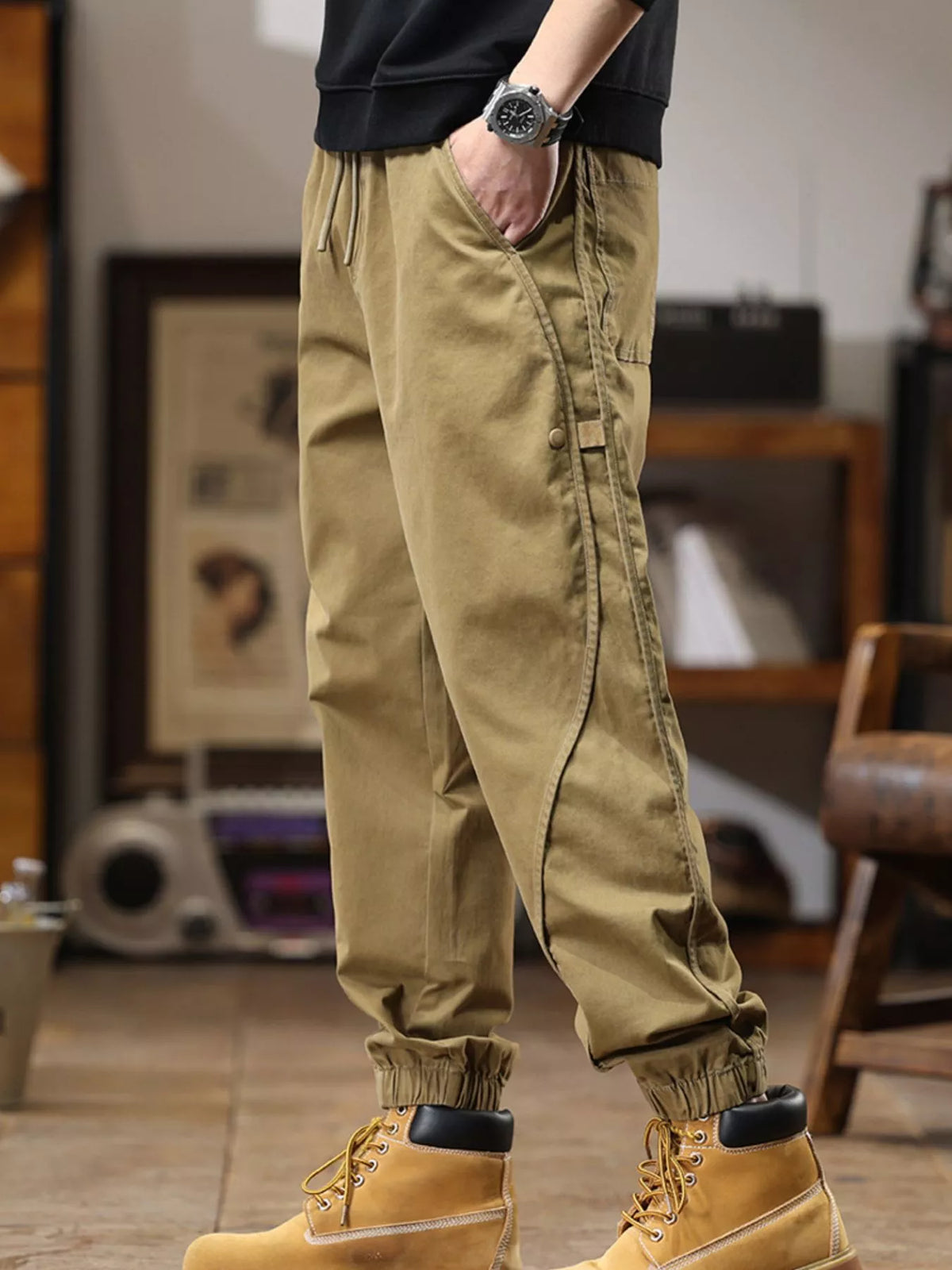 Men's Full Size Drawstring Jogger Pants with Elastic Cuffs Plus Size, view 5