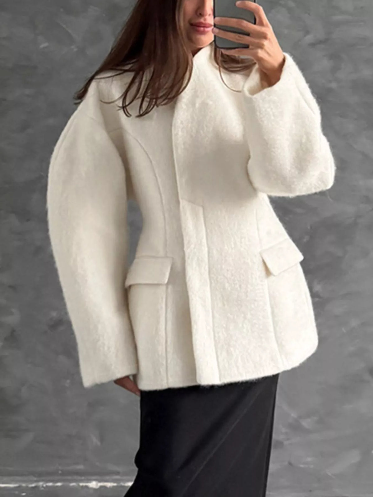 Wool-Blend Leg-of-Mutton Sleeves Outerwear, view 6