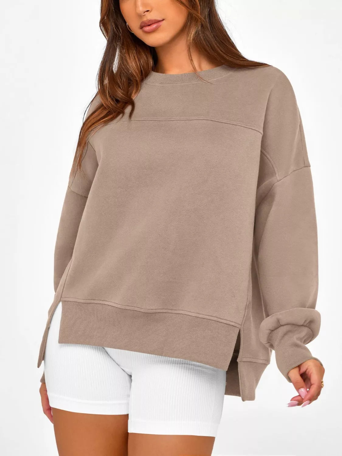 Casual Loose Side Slit Sweatshirt - Lilixa.store