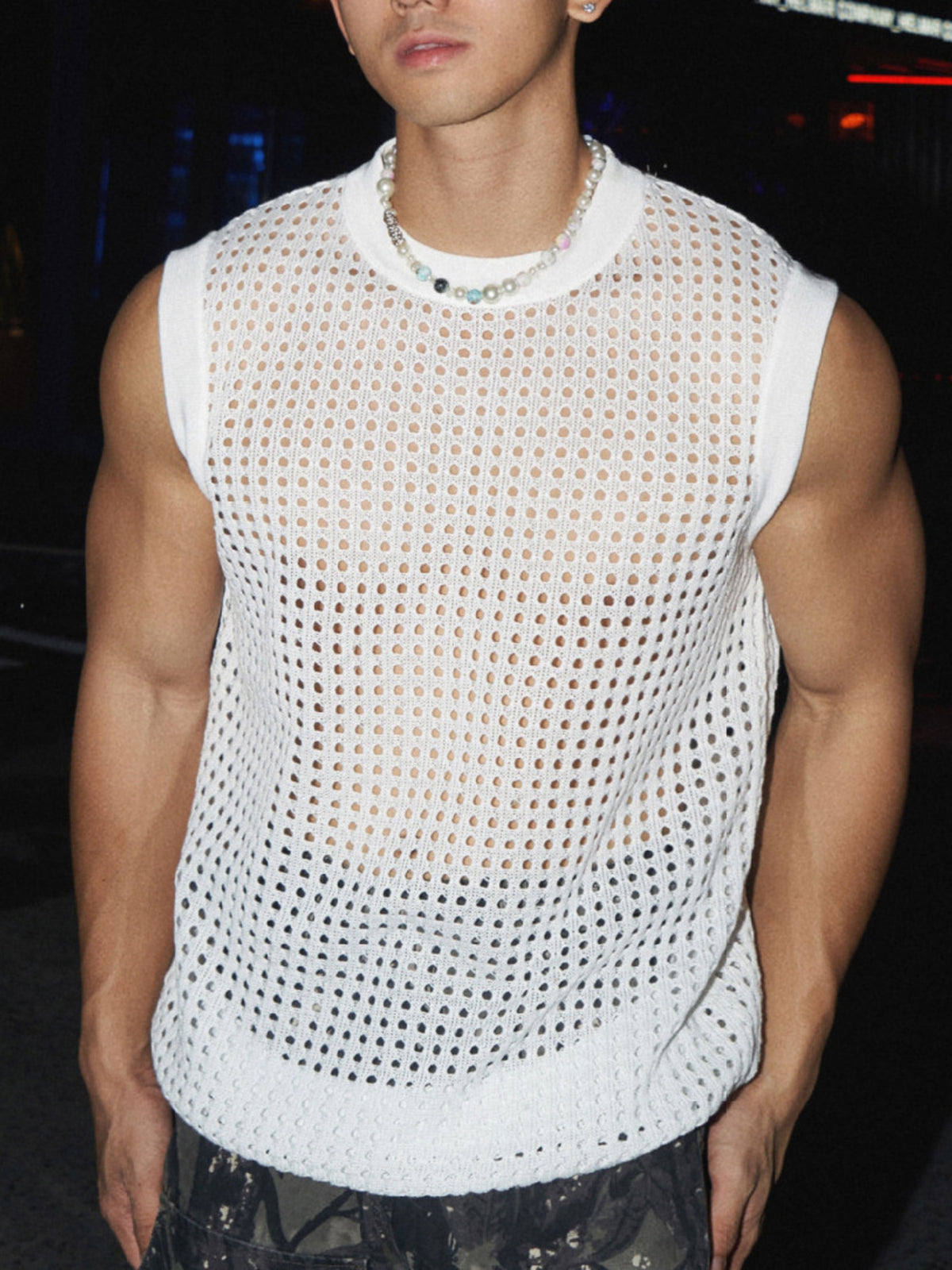 Men's Full Size Breathable Hollow-Out Tank Top Plus Size