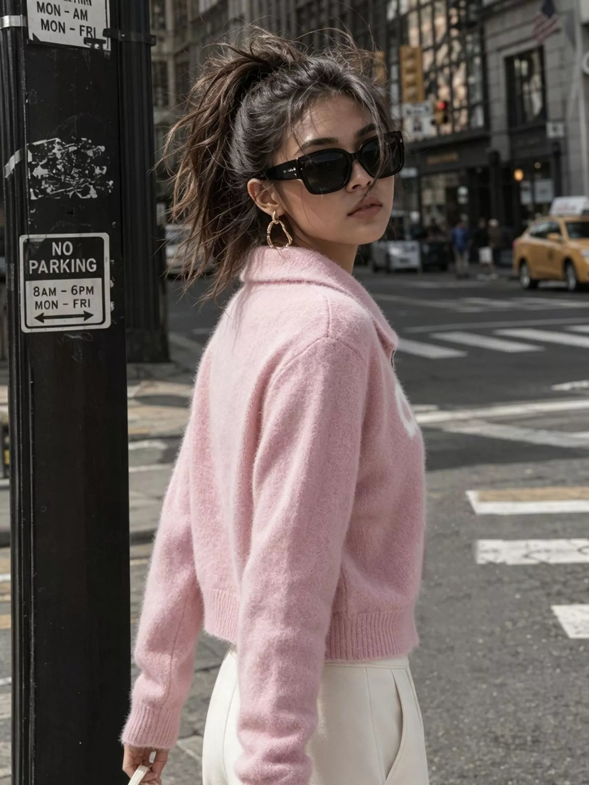 Fuzzy Letter Zip-Up Cardigan, view 21