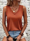 V-Neck Ribbed Trim Tank - Lilixa.store