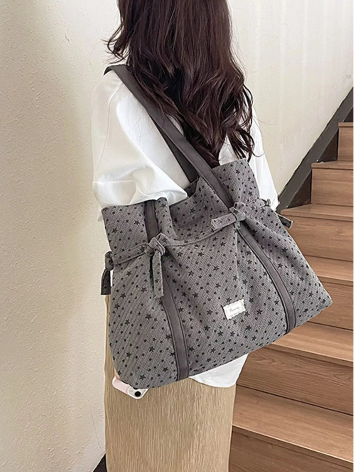 Star-Patterned Casual Shoulder Bag
