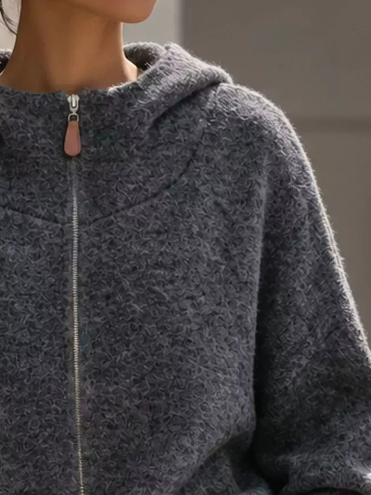 Contrast Denim Pockets Hooded Cardigan - Lilixa.store