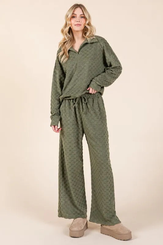 BOMBOM Tied Checkered Wide Leg Pants - Lilixa.store
