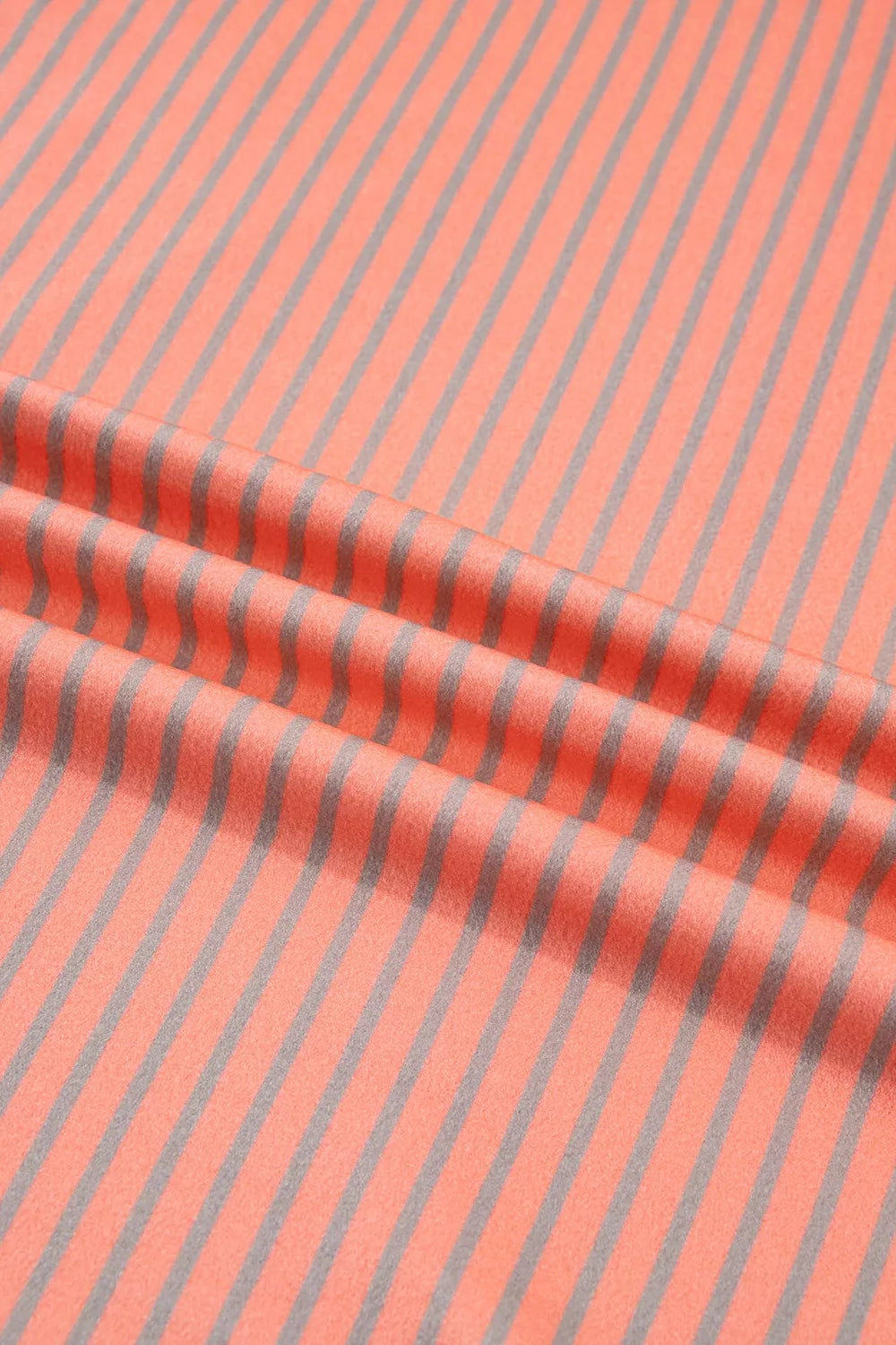 Stripe Colorblock Detail Raw Seam Long Sleeve Tunic Top in Burnt Coral, view 11