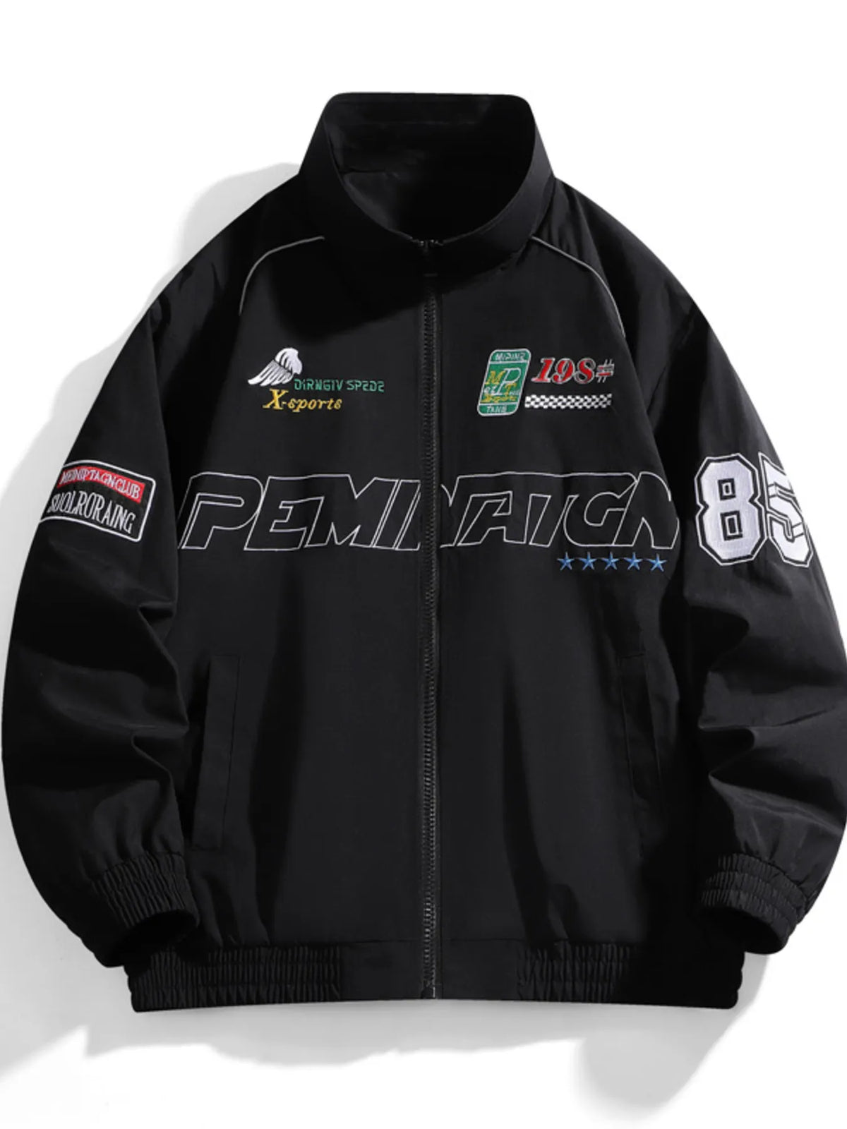 Men's Racing-Inspired Zip Up Bomber Jacket - Lilixa.store