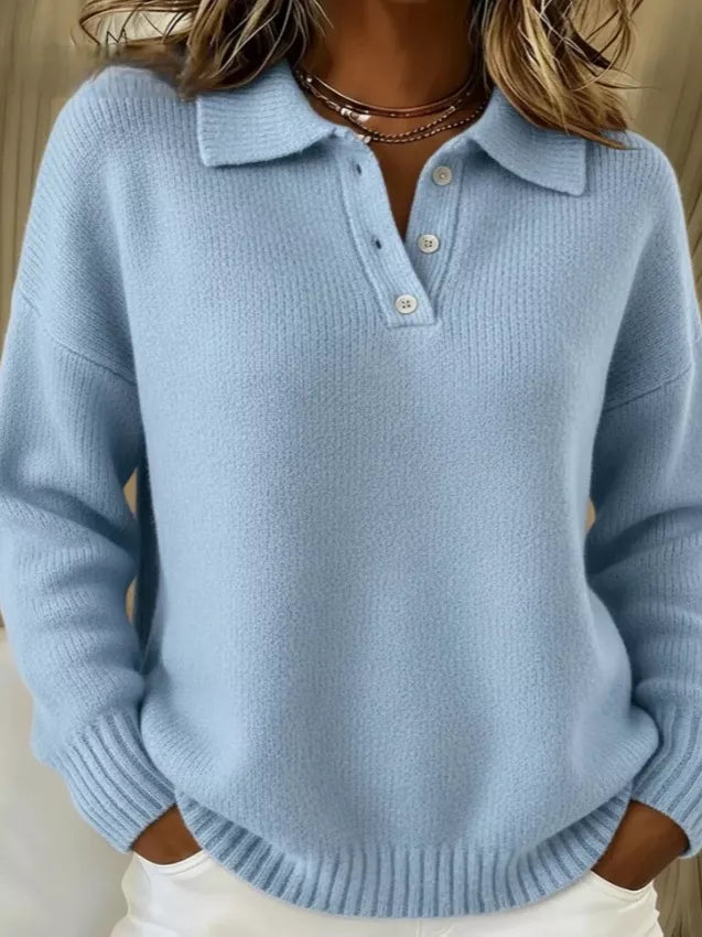 Full Size Button Detail Dropped Shoulder Sweater Plus Size