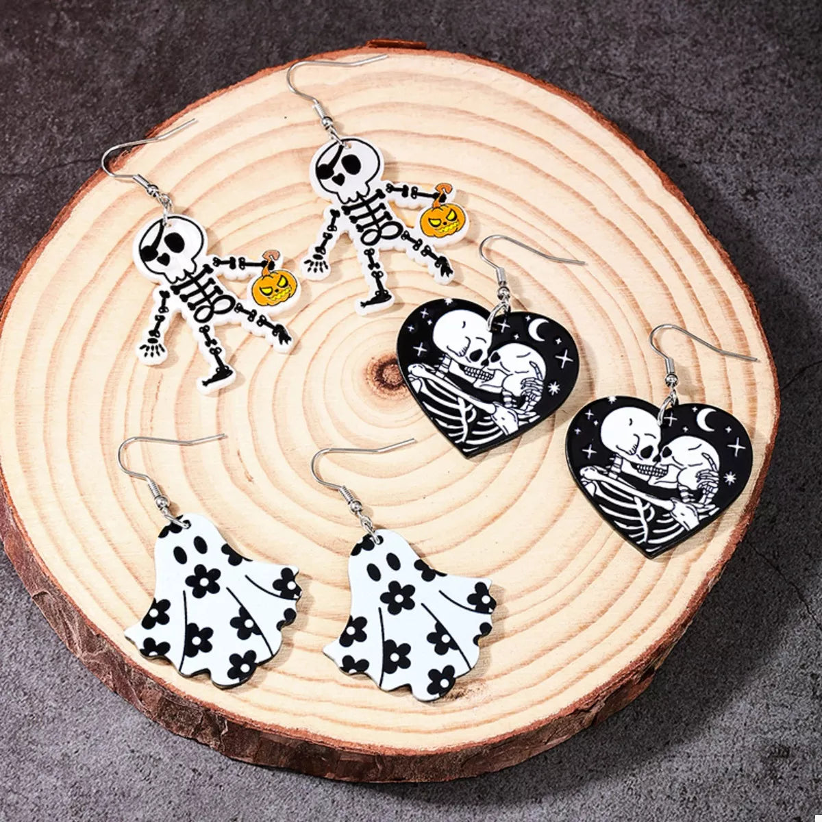 3 Pair Halloween Themed Acrylic Dangle Earrings - Lilixa.store