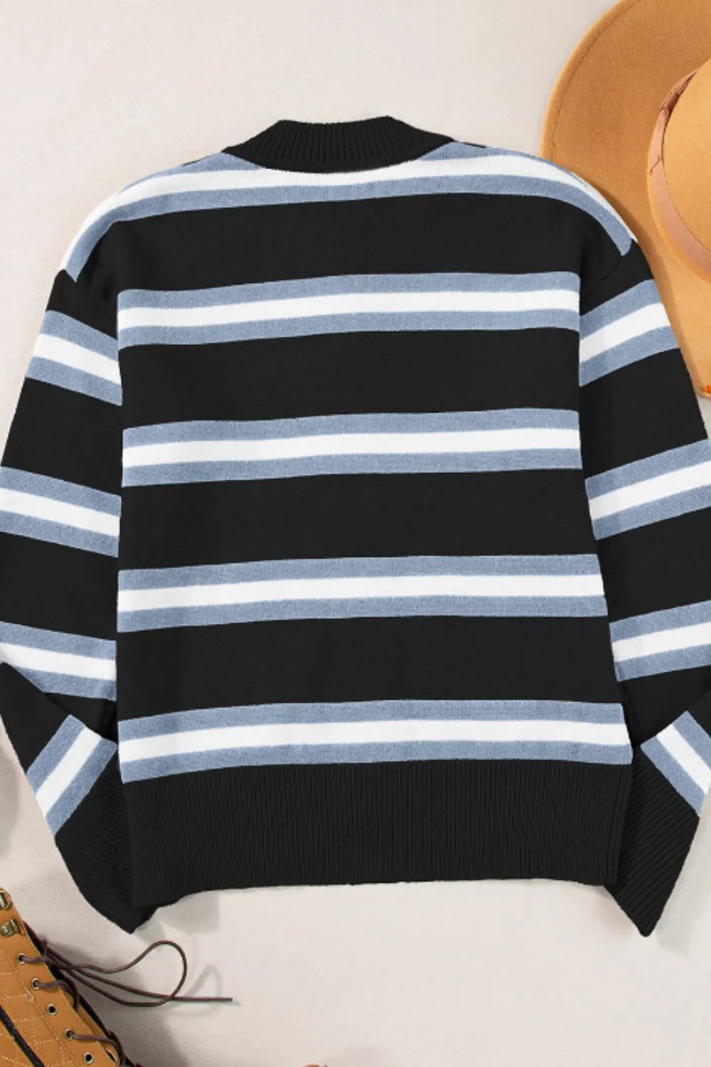 Striped Button Down Long Sleeve Cardigan - Lilixa.store