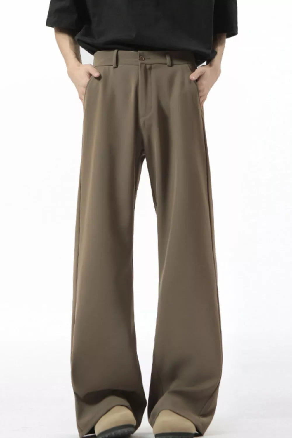 Men's Full Size Wide Leg Pants Plus Size in Coffee