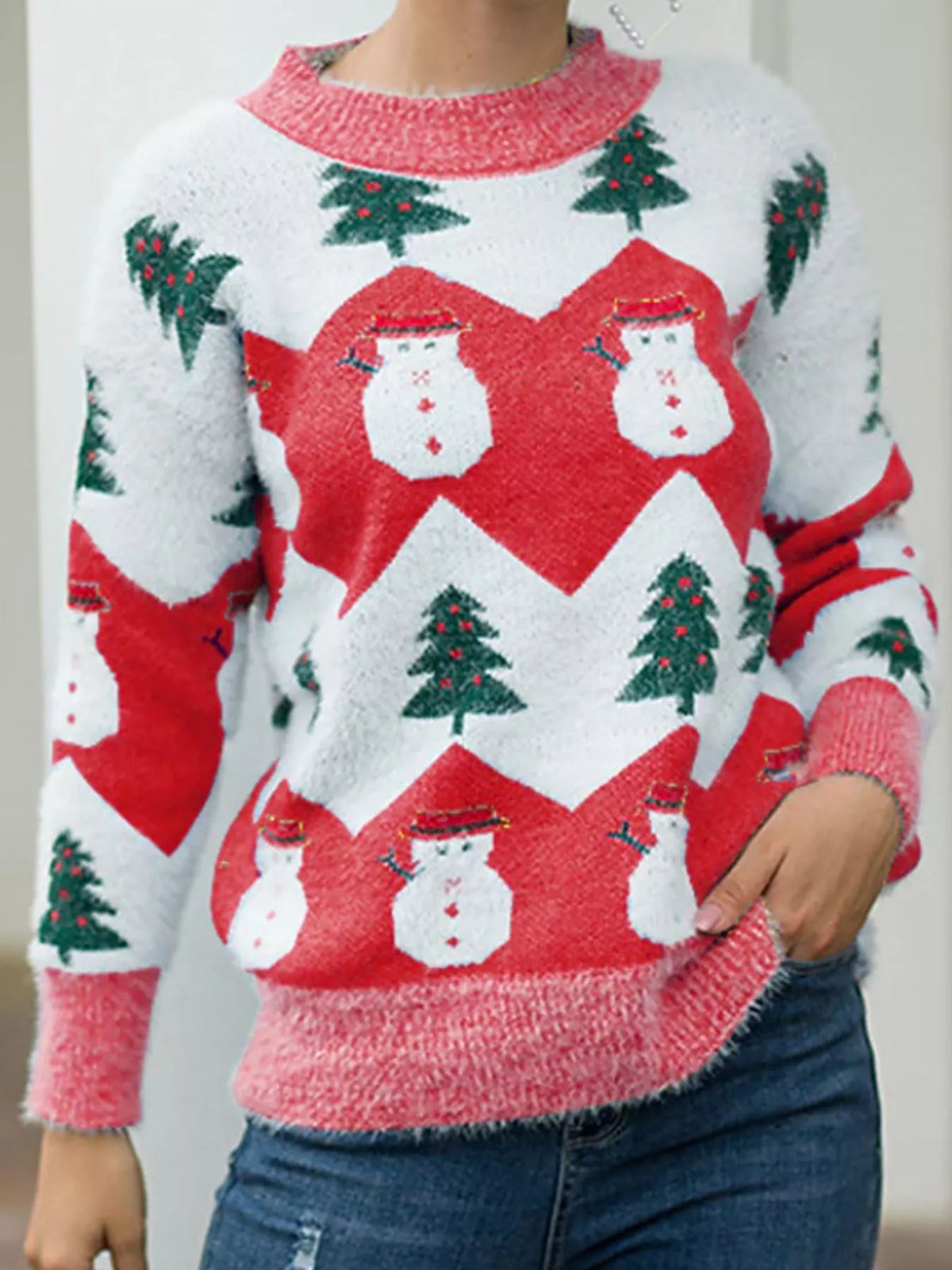 Christmas Snowman Dropped Shoulder Sweater