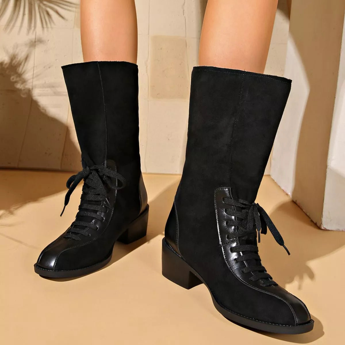 Mid-Calf Block Heel Boots - Lilixa.store