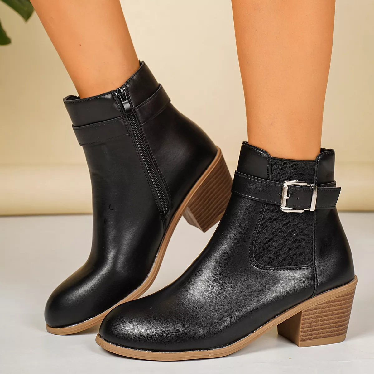 Point Toe Block Heels Boots - Lilixa.store