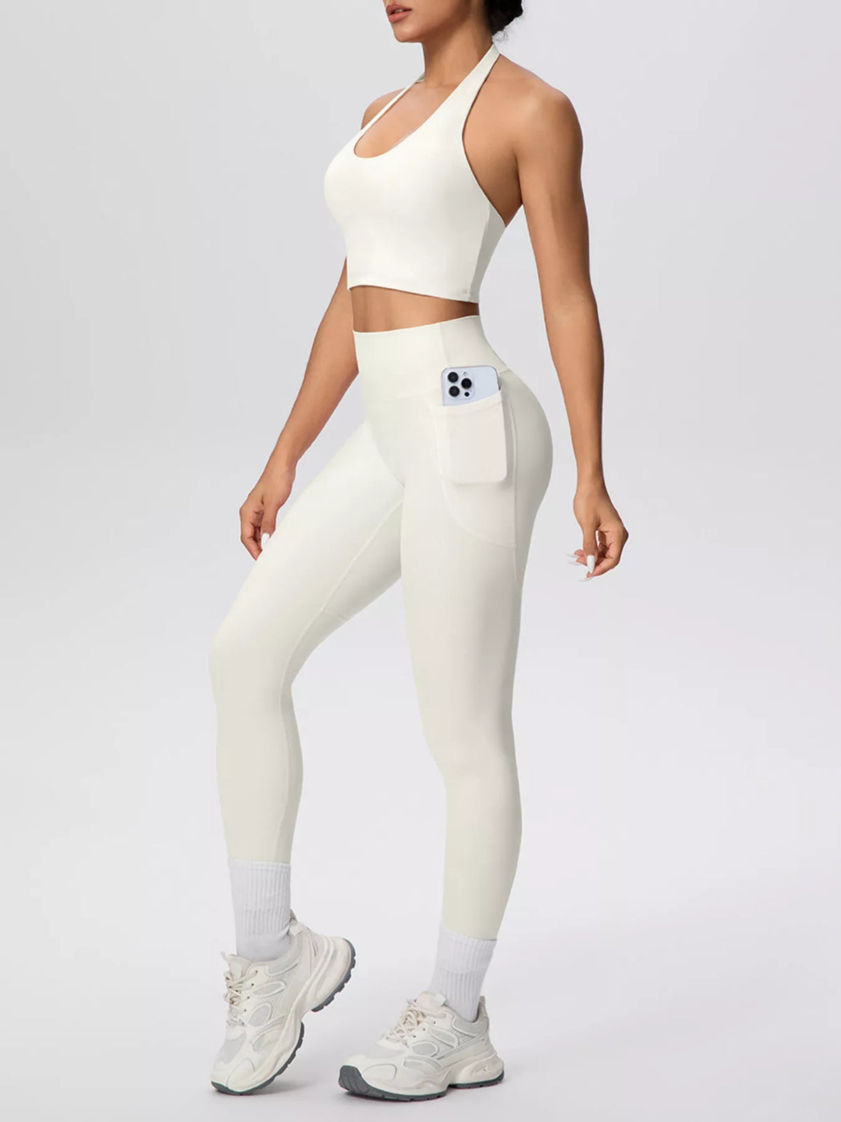 Halter Neck Crop Top and High-Waisted Leggings Active Set - Lilixa.store