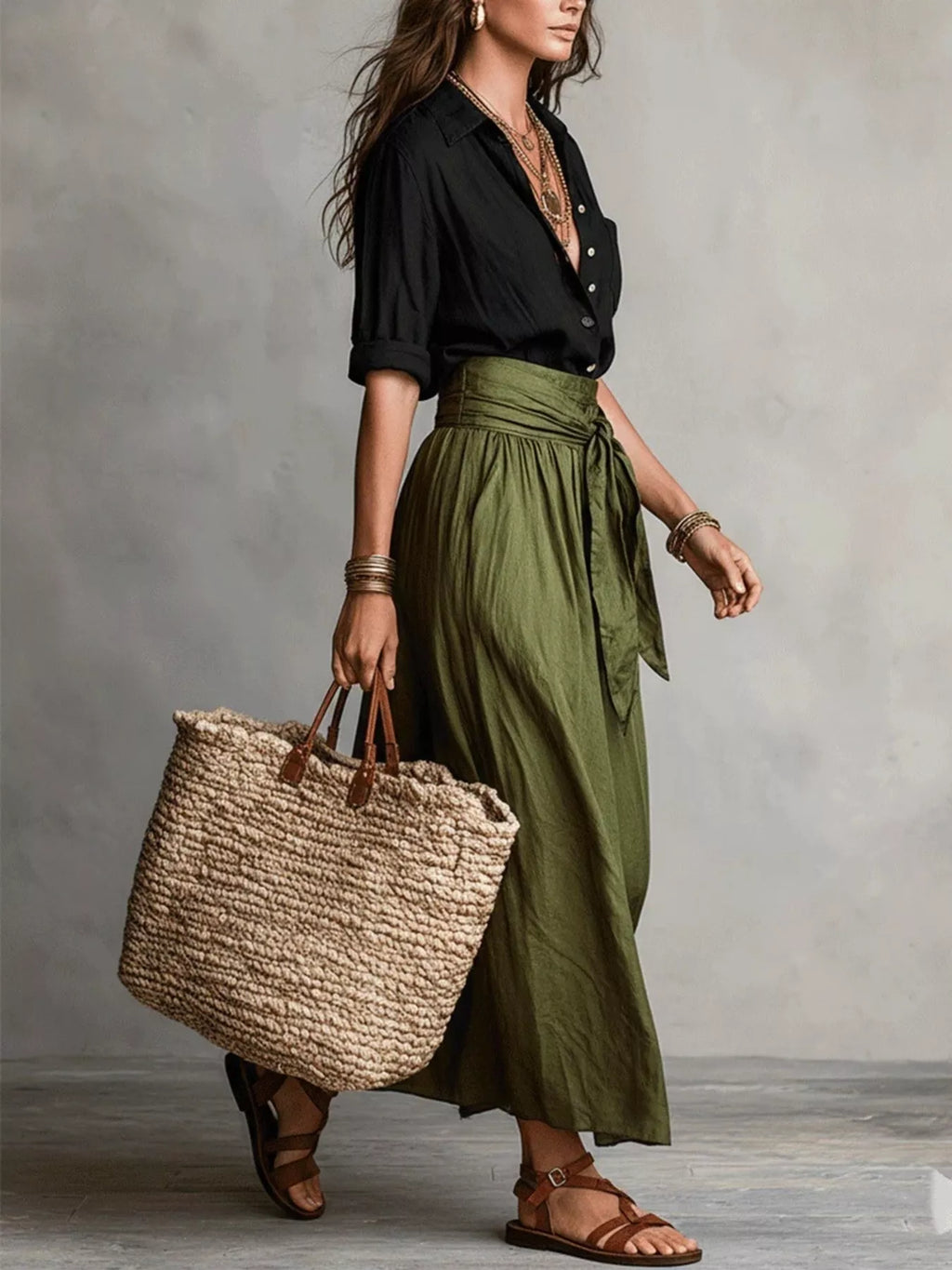 Full Size Button-Down Shirt and Skirt Set Plus Size - Lilixa.store