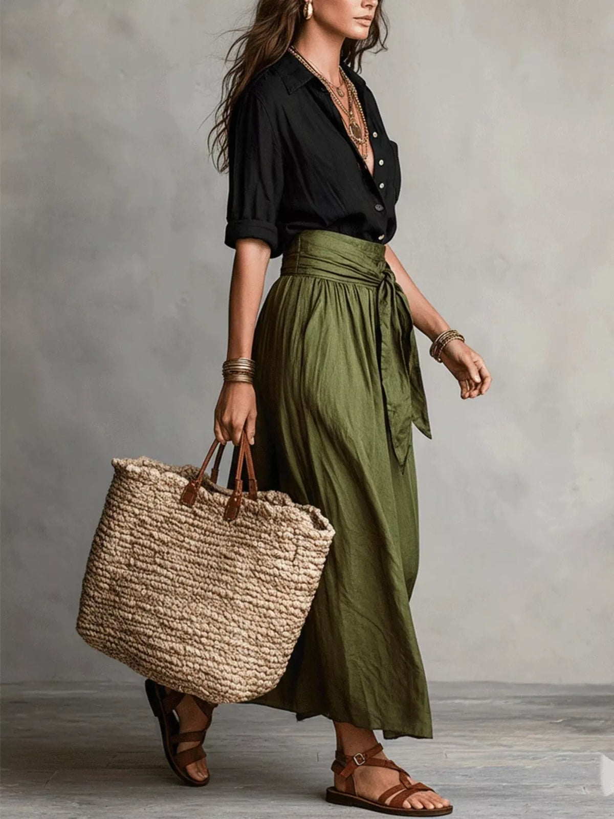 Full Size Button-Down Shirt and Skirt Set Plus Size - Lilixa.store