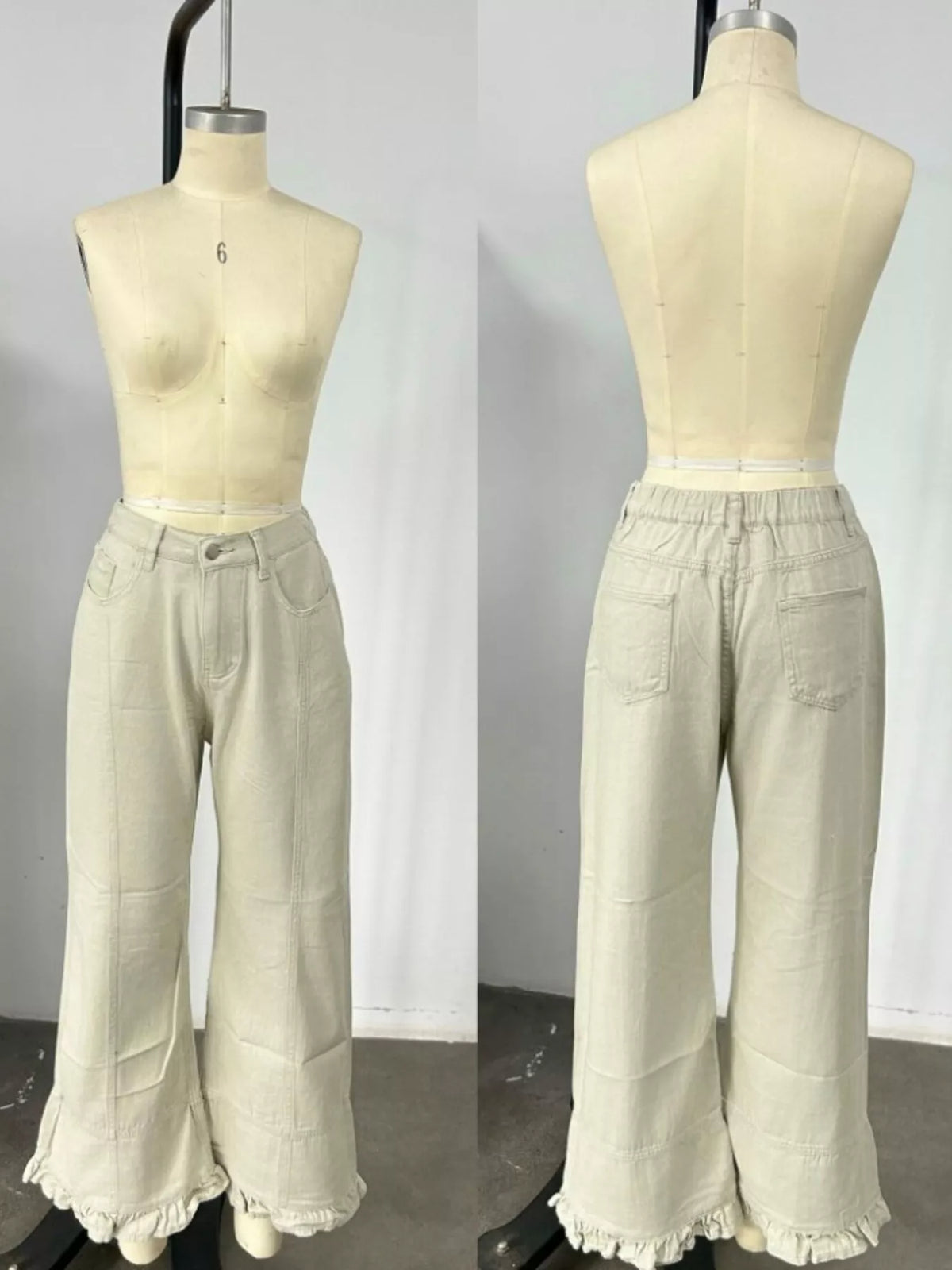 Full Size High-Waisted Wide-Leg Ruffle Hem Jeans Plus Size, view 9