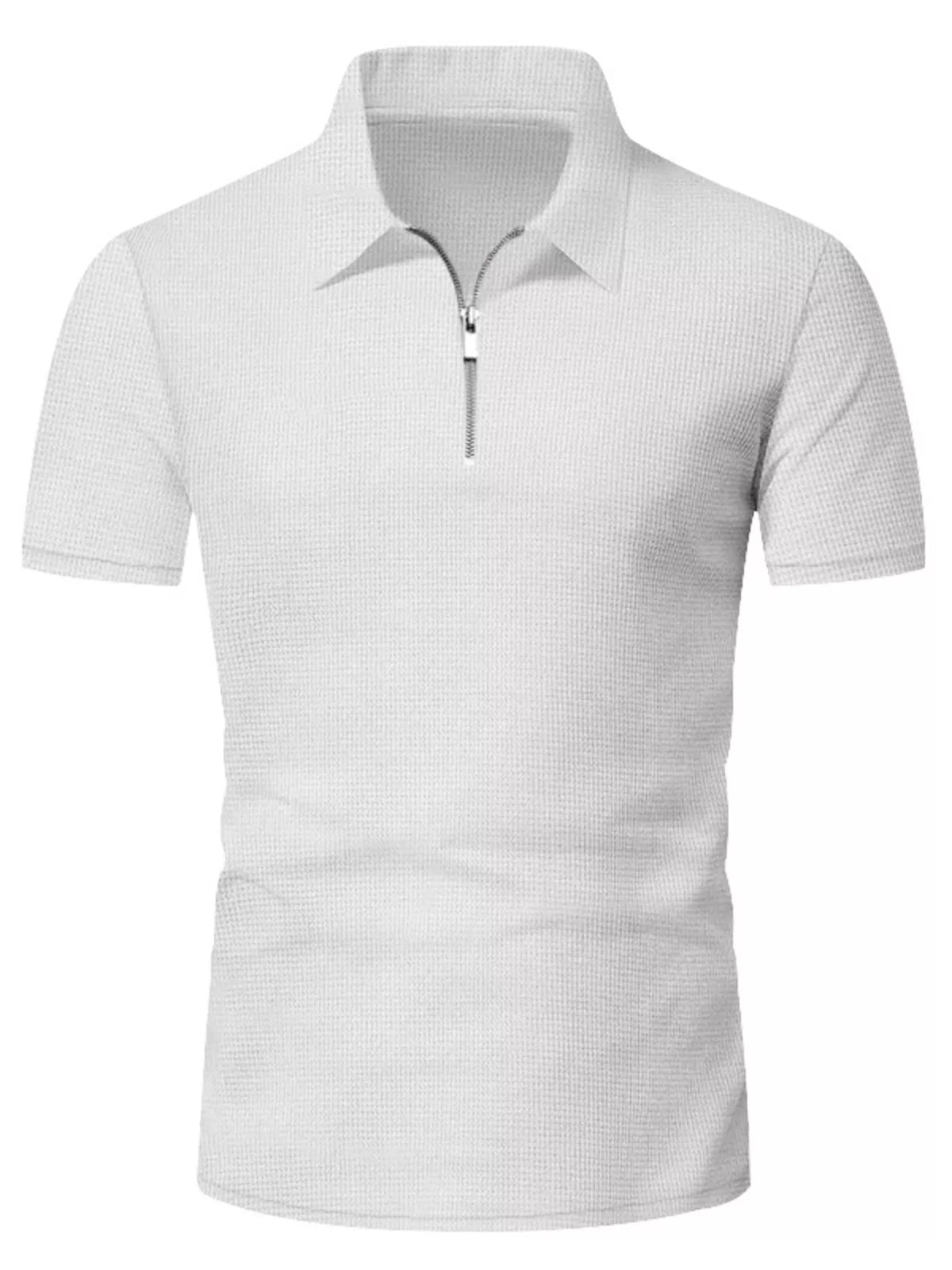 Men's Plus Size Quarter Zipper Polo Shirt and Shorts Set