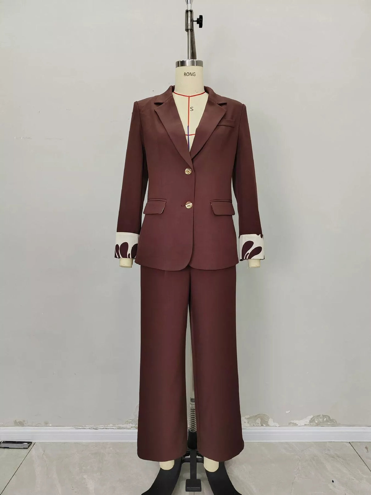 Lapel Collar Blazer and Wide Leg Pants Set