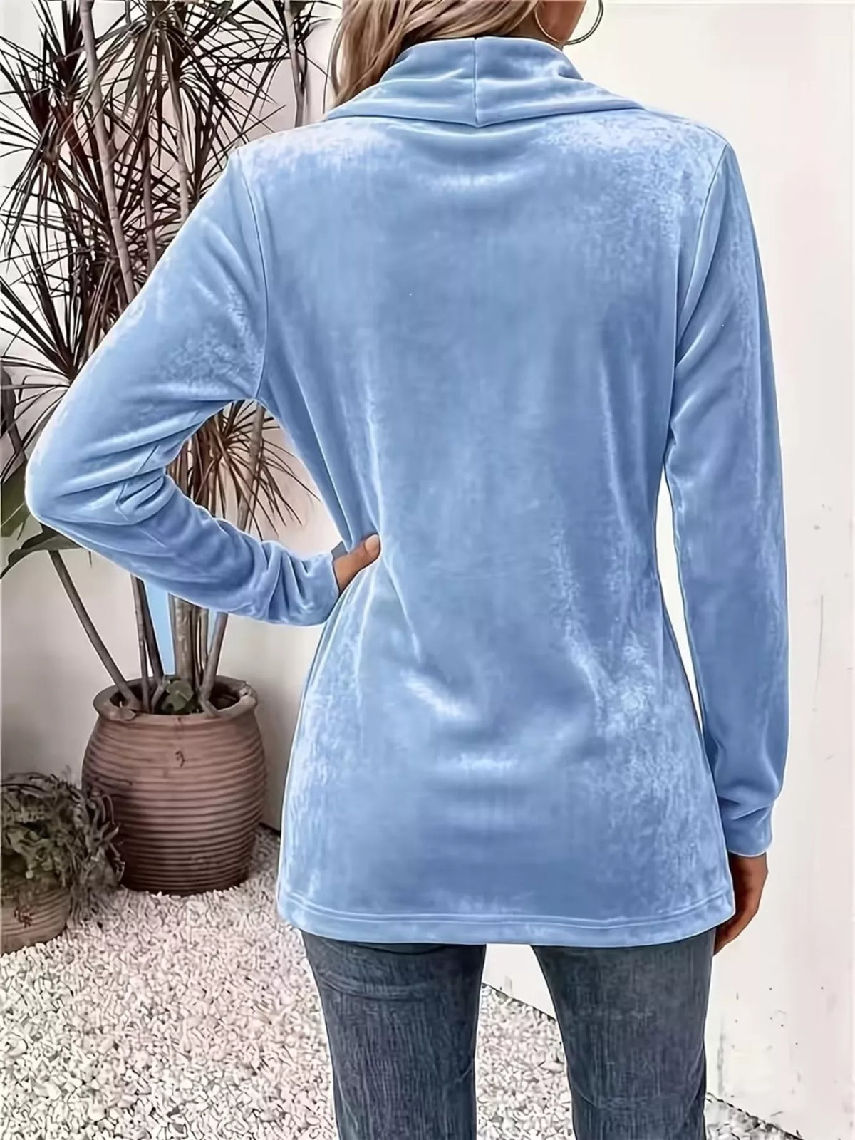 Full Size Velvet Open-Front Cardigan Plus Size, view 3