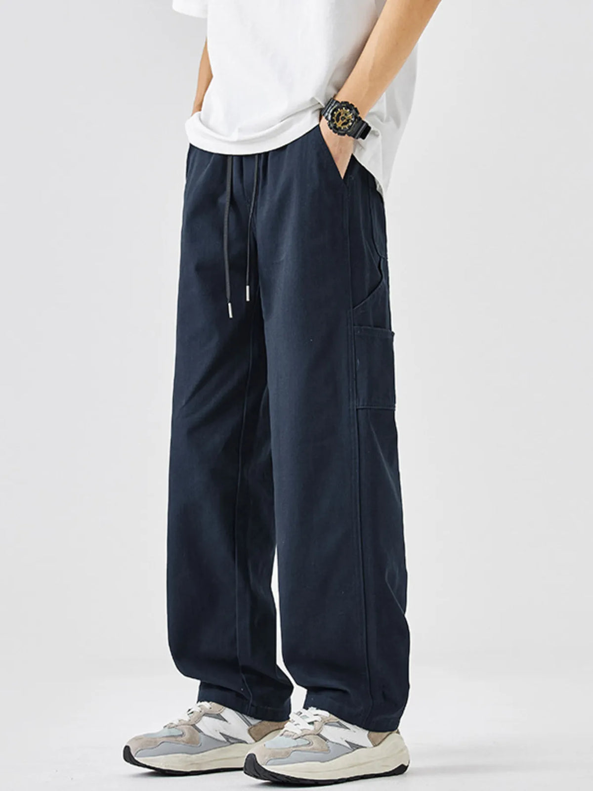 Men's Plus Size Drawstring Wide Leg Pants, view 3