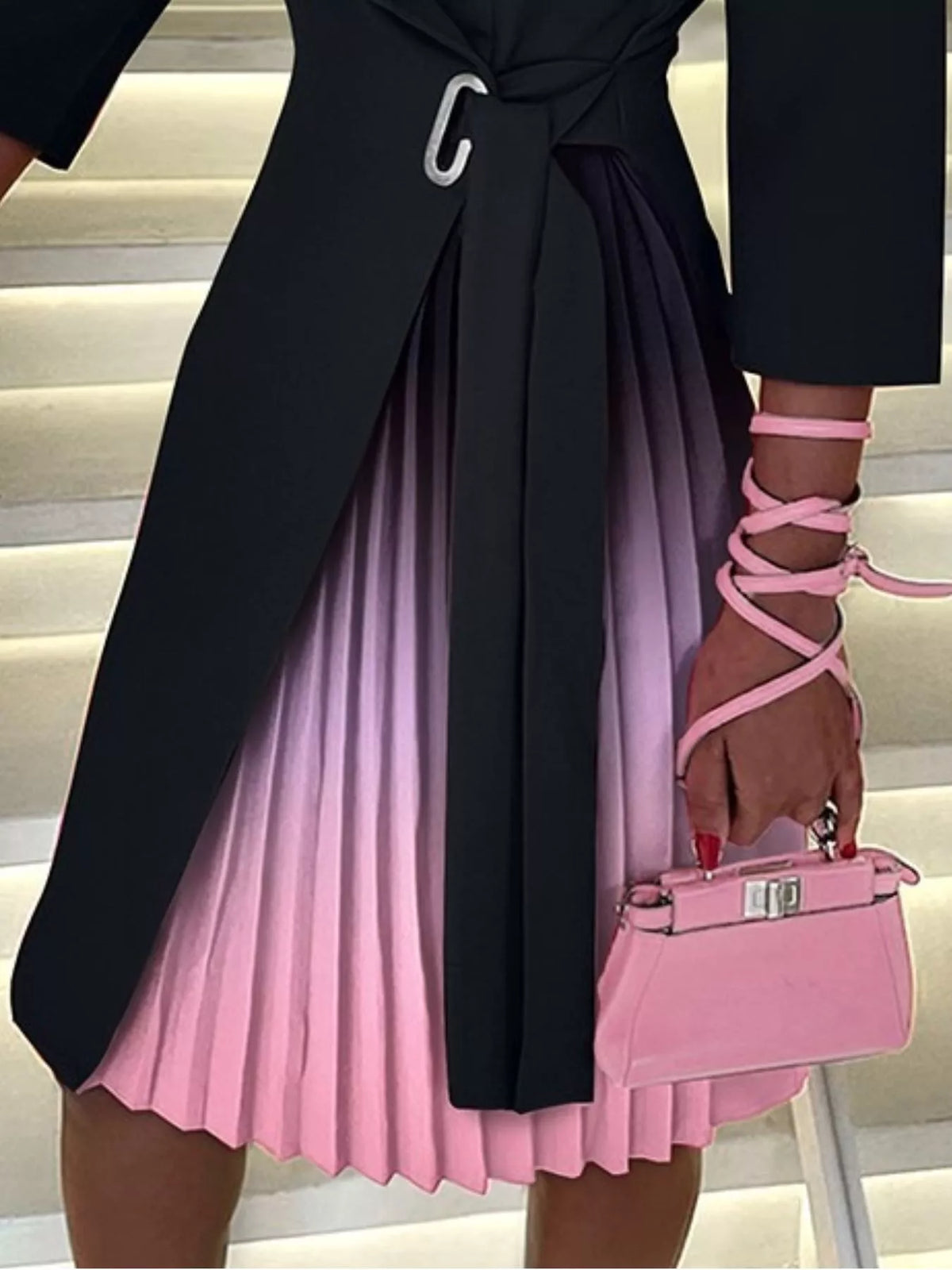 Blazer Style Pleated Midi Dress - Lilixa.store