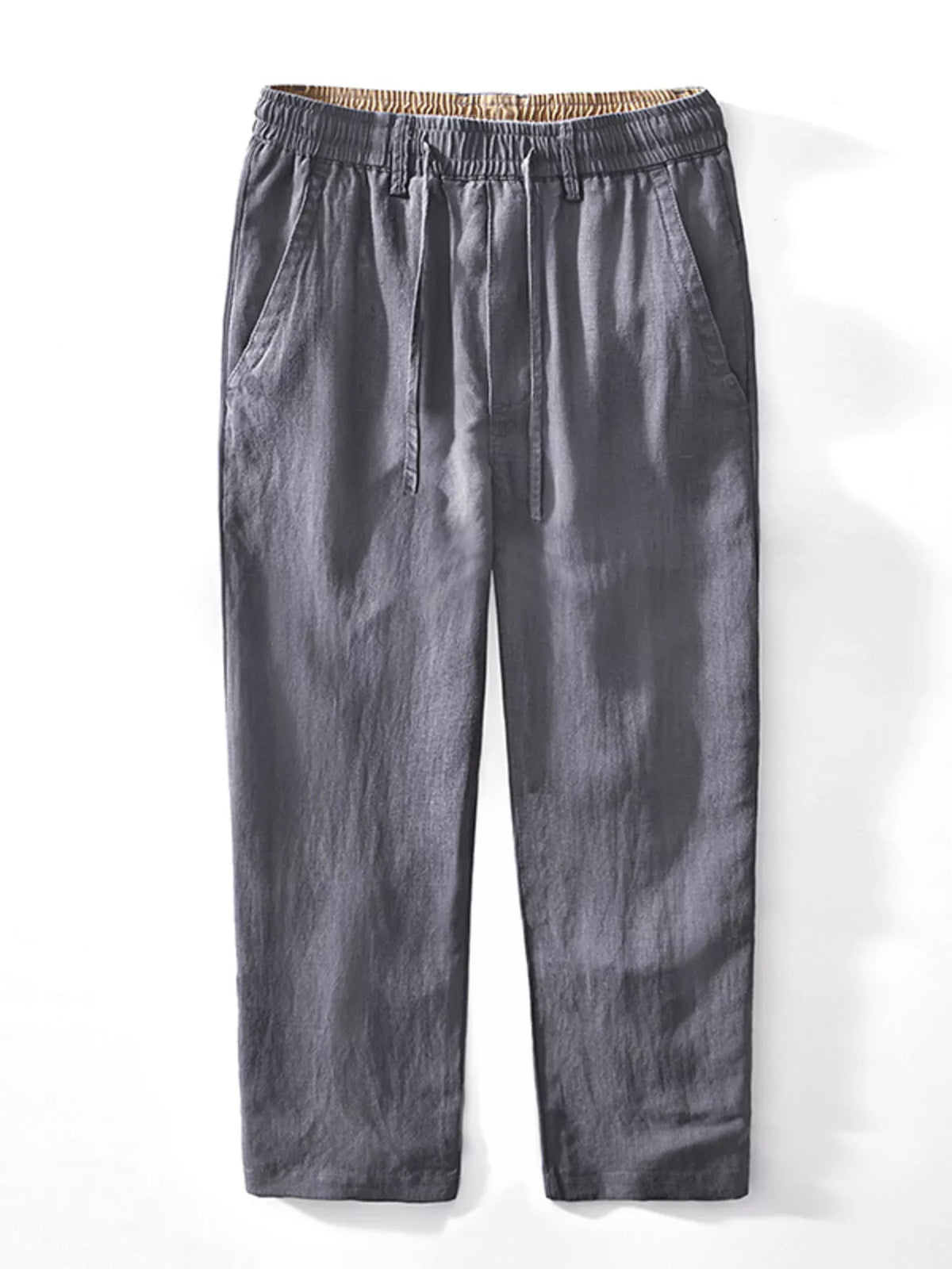 Men's Plus Size Casual Elastic Waist Drawstring Pants in Dark Gray