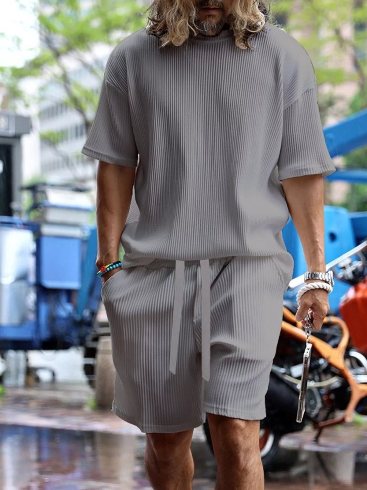 Men's Full Size Short Sleeve Top and Shorts Set Plus Size - Lilixa.store